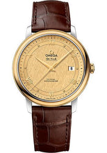 Load image into Gallery viewer, Omega De Ville Prestige Co-Axial Watch - 39.5 mm Steel And Yellow Gold Case - Champagne Dial - Brown Leather Strap - 424.23.40.20.08.001 - Luxury Time NYC