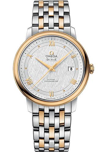 Omega De Ville Prestige Co-Axial Watch - 39.5 mm Steel And Yellow Gold Case - White Silvery Dial - 424.20.40.20.02.001 - Luxury Time NYC