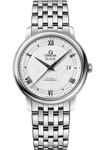 Omega De Ville Prestige Co-Axial Watch - 39.5 mm Steel Case - White Silvery Dial - 424.10.40.20.02.005 - Luxury Time NYC