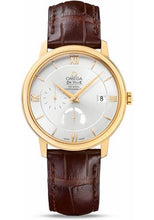 Load image into Gallery viewer, Omega De Ville Prestige Power Reserver Co-Axial Watch - 39.5 mm Yellow Gold Case - Silver Dial - Brown Leather Strap - 424.53.40.21.02.002 - Luxury Time NYC