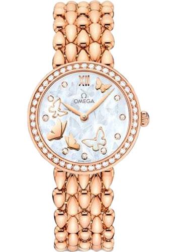 Omega De Ville Prestige Quartz Dewdrop Watch - 27.4 mm Red Gold Case - Delicate Diamond-Set Bezel - Red Gold Dial - 424.55.27.60.55.003 - Luxury Time NYC