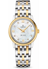 Load image into Gallery viewer, Omega De Ville Prestige Quartz Watch - 27.4 mm Steel And Yellow Gold Case - Mother-Of-Pearl Diamond Dial - 424.20.27.60.58.001 - Luxury Time NYC