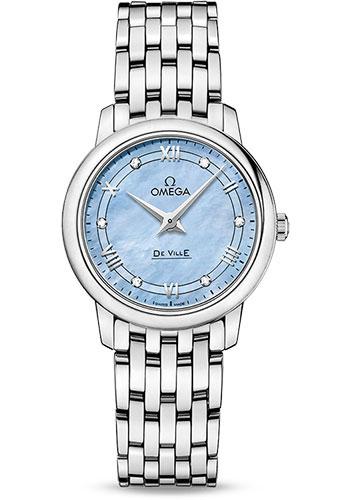 Omega De Ville Prestige Quartz Watch - 27.4 mm Steel Case - Blue Diamond Dial - 424.10.27.60.57.001 - Luxury Time NYC