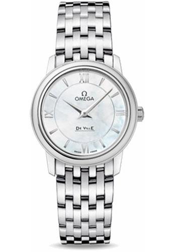 Omega De Ville Prestige Quartz Watch - 27.4 mm Steel Case - Mother-Of-Pearl Dial - 424.10.27.60.05.001 - Luxury Time NYC