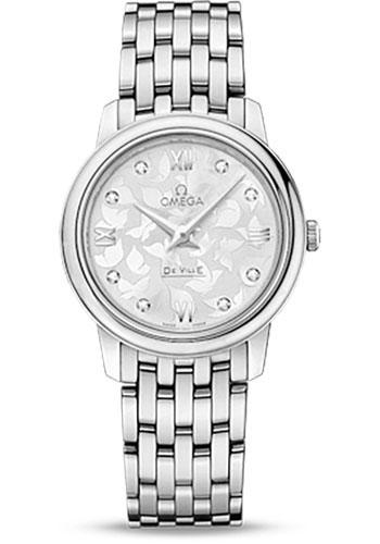 Omega De Ville Prestige Quartz Watch - 27.4 mm Steel Case - Silver Diamond Dial - 424.10.27.60.52.001 - Luxury Time NYC