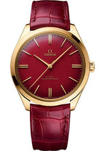 Load image into Gallery viewer, Omega De Ville Tresor Co-Axial Master Chronometer 125th Anniversary Edition Watch - 40 mm Yellow Gold Case - Rare Red Enamel Dial - Burgundy Leather Strap - 435.53.40.21.11.001 - Luxury Time NYC