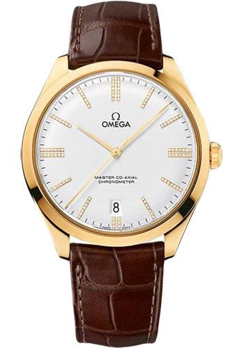 Omega De Ville Tresor Master Co-Axial Watch - 40 mm Yellow Gold Case - Domed -Silver Dial - Brown Leather Strap - 432.53.40.21.52.003 - Luxury Time NYC