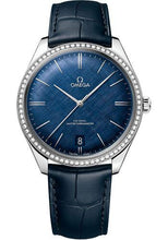 Load image into Gallery viewer, Omega De Ville Tresor Omega Co-Axial Master Chronometer - 40 mm Steel Case - Diamond Bezel - Blue Patterned Dial - Blue Leather Strap - 435.18.40.21.03.001 - Luxury Time NYC