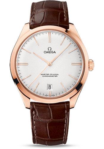 Omega De Ville Tresor Omega Master Co-Axial Watch - 40 mm Sedna Gold Case - Silvery Dial - Brown Leather Strap - 432.53.40.21.02.002 - Luxury Time NYC