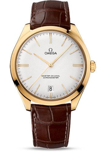 Omega De Ville Tresor Omega Master Co-Axial Watch - 40 mm Yellow Gold Case - Silvery Dial - Brown Leather Strap - 432.53.40.21.02.001 - Luxury Time NYC