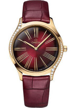 Load image into Gallery viewer, Omega De Ville Tresor Quartz - 36 mm Moonshine Gold Case - Lacquered Gradient Red Garnet Dial - Shiny Red Garnet Leather Strap - 428.58.36.60.11.001 - Luxury Time NYC