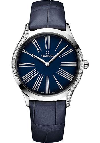 Omega De Ville Tresor Quartz Watch - 36 mm Steel Case - Blue Dial - Blue Leather Strap - 428.18.36.60.03.001 - Luxury Time NYC