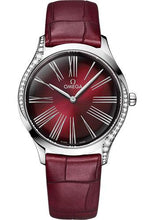 Load image into Gallery viewer, Omega De Ville Tresor Quartz Watch - 36 mm Steel Case - Gradient Burgundy Dial - Burgundy Leather Strap - 428.18.36.60.11.001 - Luxury Time NYC