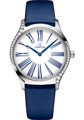 Omega De Ville Tresor Quartz Watch - 36 mm Steel Case - White Dial - Blue Fabric Strap - 428.17.36.60.04.001 - Luxury Time NYC