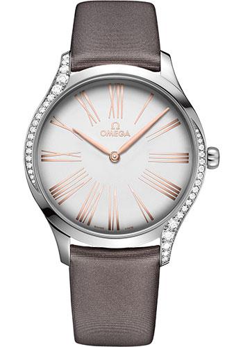 Omega De Ville Tresor Quartz Watch - 39 mm Steel Case - Silver Dial - Grey Fabric Strap - 428.17.39.60.02.001 - Luxury Time NYC