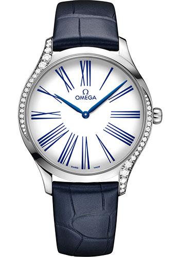 Omega De Ville Tresor Quartz Watch - 39 mm Steel Case - White Dial - Blue Leather Strap - 428.18.39.60.04.001 - Luxury Time NYC