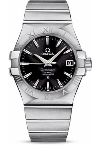 Omega Gents Constellation Chronometer Watch - 35 mm Brushed Steel Case - Black Dial - 123.10.35.20.01.001 - Luxury Time NYC