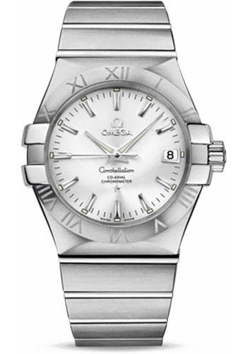 Omega Gents Constellation Chronometer Watch - 35 mm Brushed Steel Case - Silver Dial - 123.10.35.20.02.001 - Luxury Time NYC