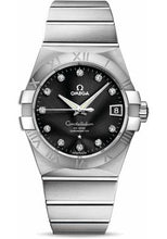 Load image into Gallery viewer, Omega Gents Constellation Chronometer Watch - 38 mm Brushed Steel Case - Black Diamond Dial - 123.10.38.21.51.001 - Luxury Time NYC