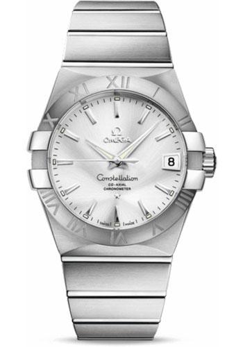 Omega Gents Constellation Chronometer Watch - 38 mm Brushed Steel Case - Silver Dial - 123.10.38.21.02.001 - Luxury Time NYC