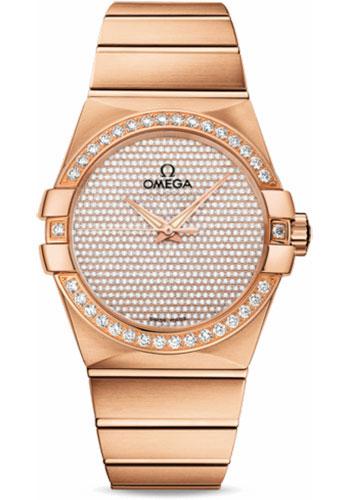 Omega Gents Constellation Jewellery Watch - 38 mm Brushed Red Gold Case - Diamond Bezel - Diamond Paved Dial - 123.55.38.20.99.004 - Luxury Time NYC