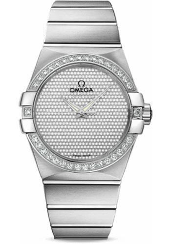 Omega Gents Constellation Jewellery Watch - 38 mm Brushed White Gold Case - Diamond Bezel - Diamond Paved Dial - 123.55.38.20.99.001 - Luxury Time NYC
