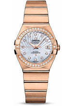 Load image into Gallery viewer, Omega Ladies Constellation Chronometer Watch - 27 mm Brushed Red Gold Case - Diamond Bezel - Mother-Of-Pearl Supernova Diamond Dial - 123.55.27.20.55.001 - Luxury Time NYC
