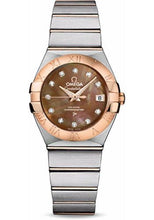 Load image into Gallery viewer, Omega Ladies Constellation Chronometer Watch - 27 mm Brushed Steel And Red Gold Case - Mother-Of-Pearl Diamond Dial - 123.20.27.20.57.001 - Luxury Time NYC