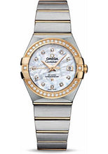 Load image into Gallery viewer, Omega Ladies Constellation Chronometer Watch - 27 mm Brushed Steel And Yellow Gold Case - Diamond Bezel - Mother-Of-Pearl Diamond Dial - 123.25.27.20.55.003 - Luxury Time NYC
