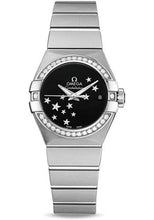 Load image into Gallery viewer, Omega Ladies Constellation Chronometer Watch - 27 mm Brushed Steel Case - Diamond Bezel - Black Dial - 123.15.27.20.01.001 - Luxury Time NYC