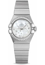 Load image into Gallery viewer, Omega Ladies Constellation Chronometer Watch - 27 mm Brushed Steel Case - Diamond Bezel - Mother-Of-Pearl Dial - 123.15.27.20.05.001 - Luxury Time NYC