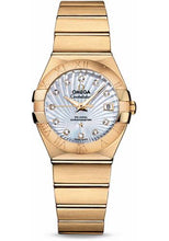 Load image into Gallery viewer, Omega Ladies Constellation Chronometer Watch - 27 mm Brushed Yellow Gold Case - Mother-Of-Pearl Supernova Diamond Dial - 123.50.27.20.55.002 - Luxury Time NYC