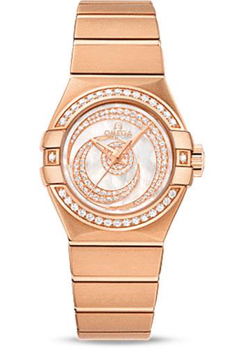 Omega Ladies Constellation Luxury Edition Watch - 27 mm Red Gold Case - Diamond Bezel - Mother-Of-Pearl Diamond Dial - 123.55.27.20.55.005 - Luxury Time NYC