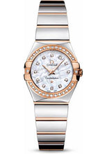 Load image into Gallery viewer, Omega Ladies Constellation Polished Quartz Watch - 24 mm Polished Steel And Red Gold Case - Diamond Bezel - Mother-Of-Pearl Diamond Dial - Steel And Red Gold Bracelet - 123.25.24.60.55.005 - Luxury Time NYC