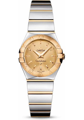 Omega Ladies Constellation Polished Quartz Watch - 24 mm Polished Steel And Yellow Gold Case - Champagne Dial - Steel And Yellow Gold Bracelet - 123.20.24.60.08.002 - Luxury Time NYC