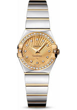 Load image into Gallery viewer, Omega Ladies Constellation Polished Quartz Watch - 24 mm Polished Steel And Yellow Gold Case - Diamond Bezel - Champagne Diamond Dial - Steel And Yellow Gold Bracelet - 123.25.24.60.58.002 - Luxury Time NYC