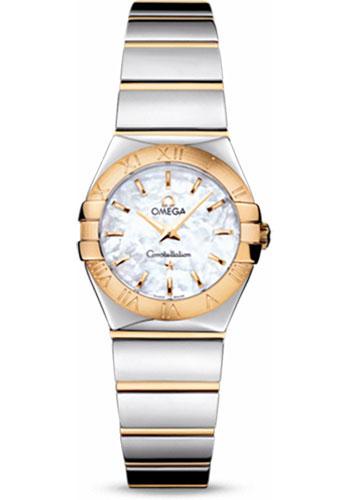 Omega Ladies Constellation Polished Quartz Watch - 24 mm Polished Steel And Yellow Gold Case - Mother-Of-Pearl Dial - Steel And Yellow Gold Bracelet - 123.20.24.60.05.004 - Luxury Time NYC