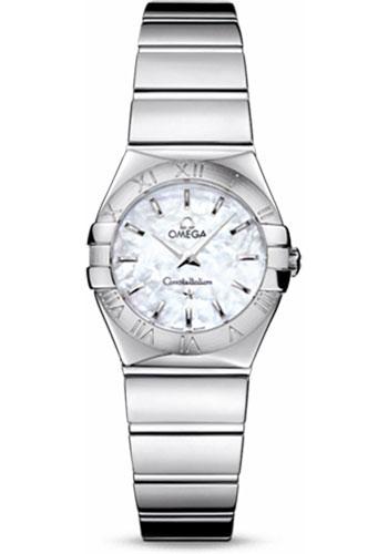 Omega Ladies Constellation Polished Quartz Watch - 24 mm Polished Steel Case - Mother-Of-Pearl Dial - Steel Bracelet - 123.10.24.60.05.002 - Luxury Time NYC