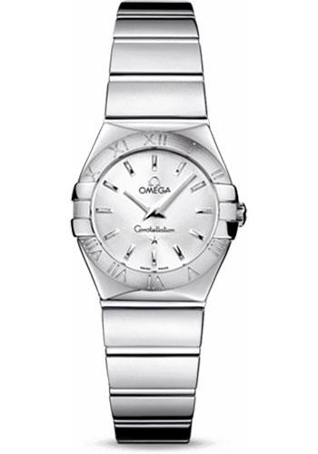 Omega Ladies Constellation Polished Quartz Watch - 24 mm Polished Steel Case - Silver Dial - Steel Bracelet - 123.10.24.60.02.002 - Luxury Time NYC