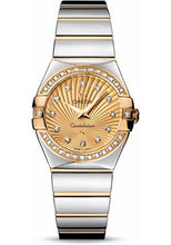 Load image into Gallery viewer, Omega Ladies Constellation Polished Quartz Watch - 27 mm Polished Steel And Yellow Gold Case - Diamond Bezel - Champagne Diamond Dial - Steel And Yellow Gold Bracelet - 123.25.27.60.58.002 - Luxury Time NYC