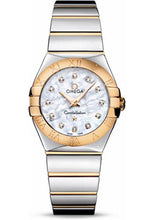 Load image into Gallery viewer, Omega Ladies Constellation Polished Quartz Watch - 27 mm Polished Steel And Yellow Gold Case - Mother-Of-Pearl Diamond Dial - Steel And Yellow Gold Bracelet - 123.20.27.60.55.004 - Luxury Time NYC