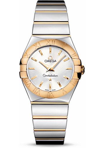 Omega Ladies Constellation Polished Quartz Watch - 27 mm Polished Steel And Yellow Gold Case - Silver Dial - Steel And Yellow Gold Bracelet - 123.20.27.60.02.004 - Luxury Time NYC