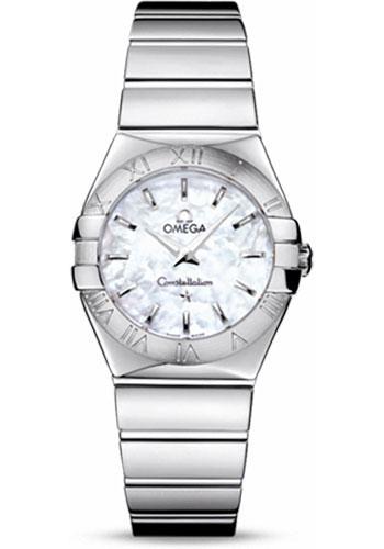 Omega Ladies Constellation Polished Quartz Watch - 27 mm Polished Steel Case - Mother-Of-Pearl Dial - Steel Bracelet - 123.10.27.60.05.002 - Luxury Time NYC