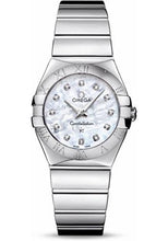 Load image into Gallery viewer, Omega Ladies Constellation Polished Quartz Watch - 27 mm Polished Steel Case - Mother-Of-Pearl Diamond Dial - Steel Bracelet - 123.10.27.60.55.002 - Luxury Time NYC