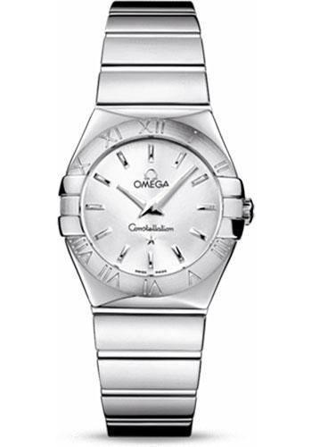 Omega Ladies Constellation Polished Quartz Watch - 27 mm Polished Steel Case - Silver Dial - Steel Bracelet - 123.10.27.60.02.002 - Luxury Time NYC