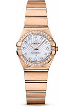 Load image into Gallery viewer, Omega Ladies Constellation Quartz Watch - 24 mm Brushed Red Gold Case - Diamond Bezel - Mother-Of-Pearl Diamond Dial - 123.55.24.60.55.001 - Luxury Time NYC