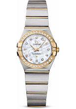 Load image into Gallery viewer, Omega Ladies Constellation Quartz Watch - 24 mm Brushed Steel And Yellow Gold Case - Diamond Bezel - Mother-Of-Pearl Diamond Dial - 123.25.24.60.55.003 - Luxury Time NYC