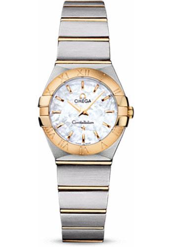 Omega Ladies Constellation Quartz Watch - 24 mm Brushed Steel And Yellow Gold Case - Mother-Of-Pearl Dial - 123.20.24.60.05.002 - Luxury Time NYC