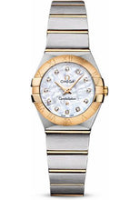 Load image into Gallery viewer, Omega Ladies Constellation Quartz Watch - 24 mm Brushed Steel And Yellow Gold Case - Mother-Of-Pearl Diamond Dial - 123.20.24.60.55.002 - Luxury Time NYC