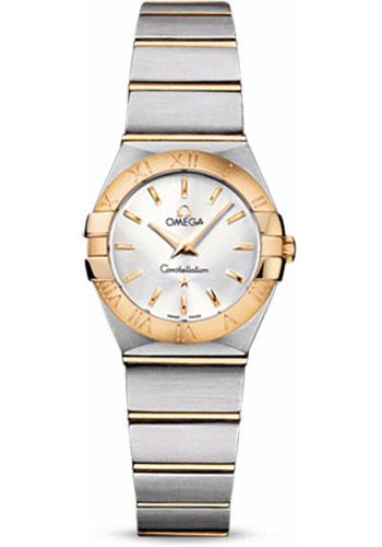 Omega Ladies Constellation Quartz Watch - 24 mm Brushed Steel And Yellow Gold Case - Silver Dial - 123.20.24.60.02.002 - Luxury Time NYC